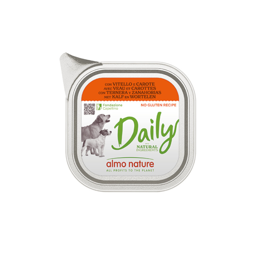 Imagen de Almo Nature Daily Grain Free Ternera y Zanahorias tarrina para perros