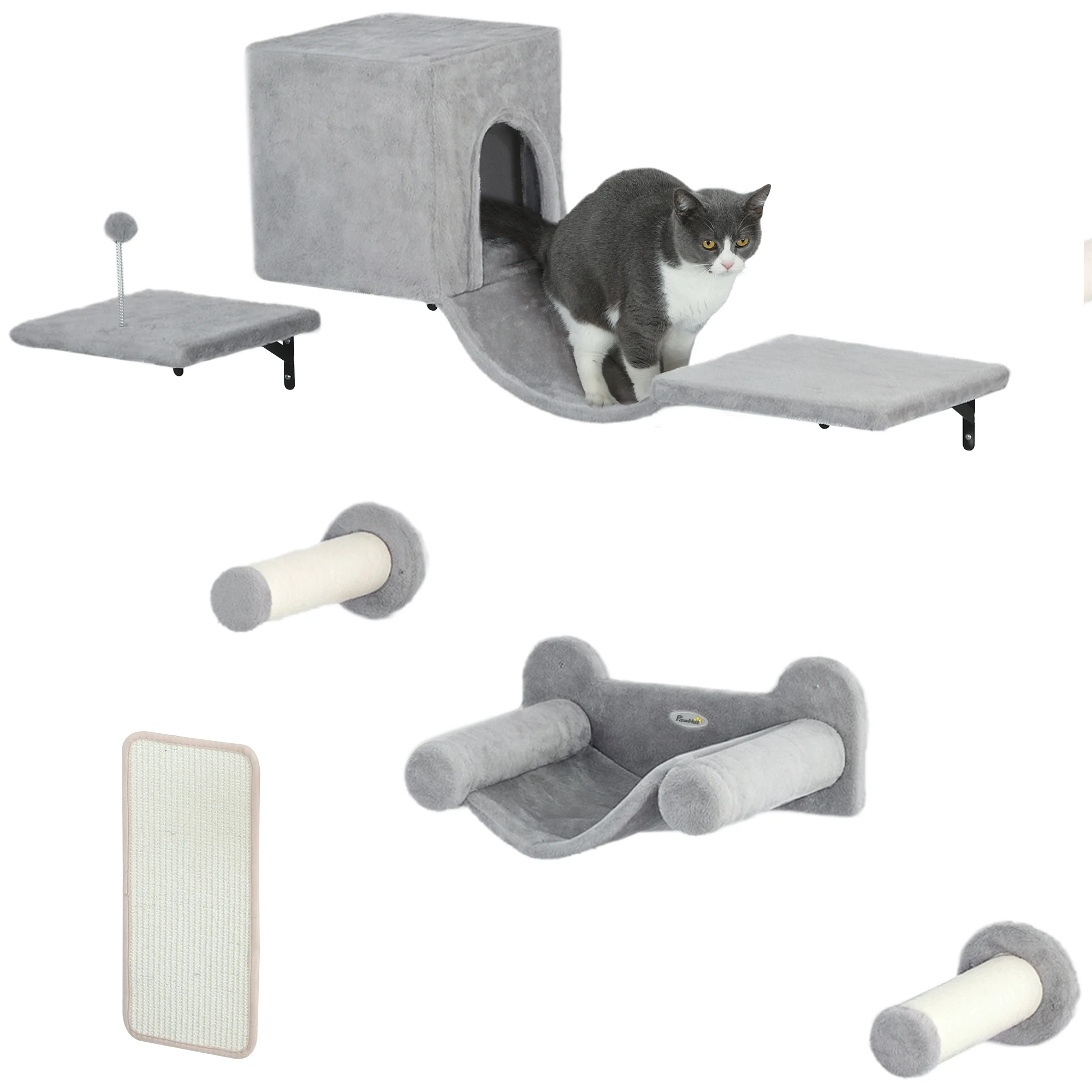 PawHut Estantes para Gatos Gris