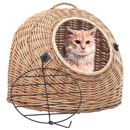 Transportín de sauce natural para gatos color Marrón