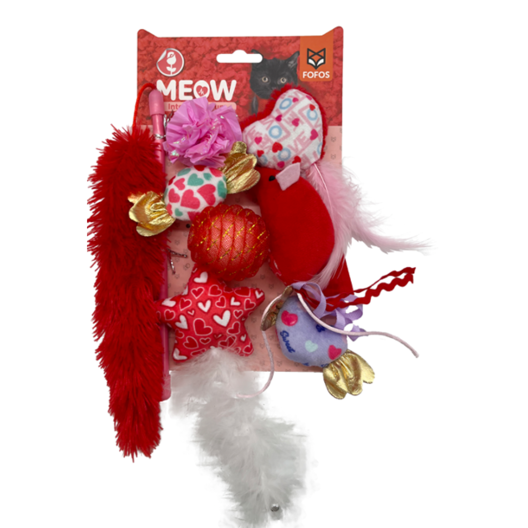FOFOS | Set de 8 Juguetes  – Incluye Varita y Juguetes (Colección Día de San Valentín) – Para Gato