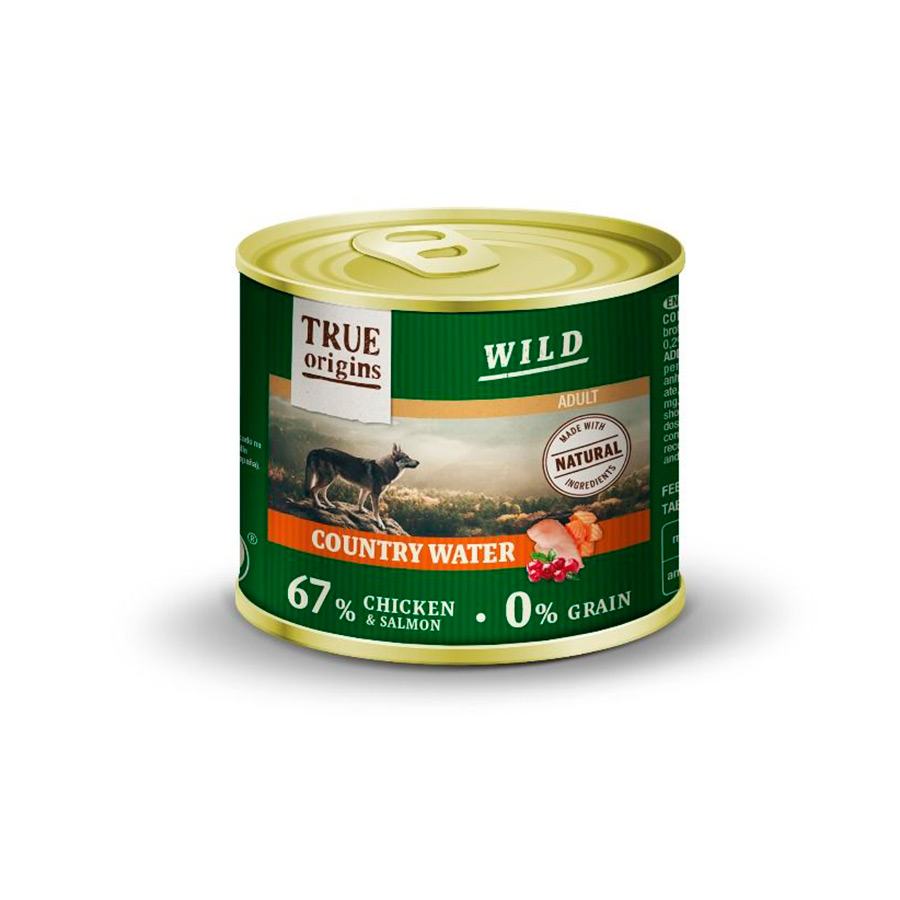 12 latas x 400 g True Origins Wild Adult Country Water Pollo y Salmón en paté lata para perros ¡Pack ahorro!