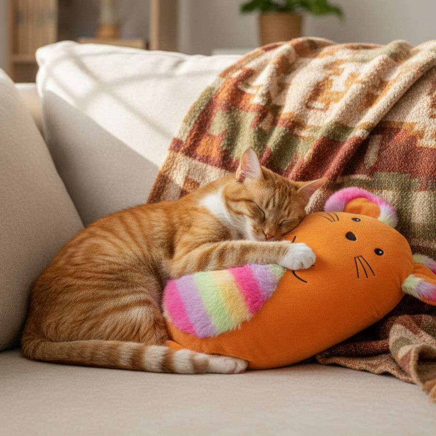 Tootoy! Peluche Rainbow Mouse Naranja para gatos