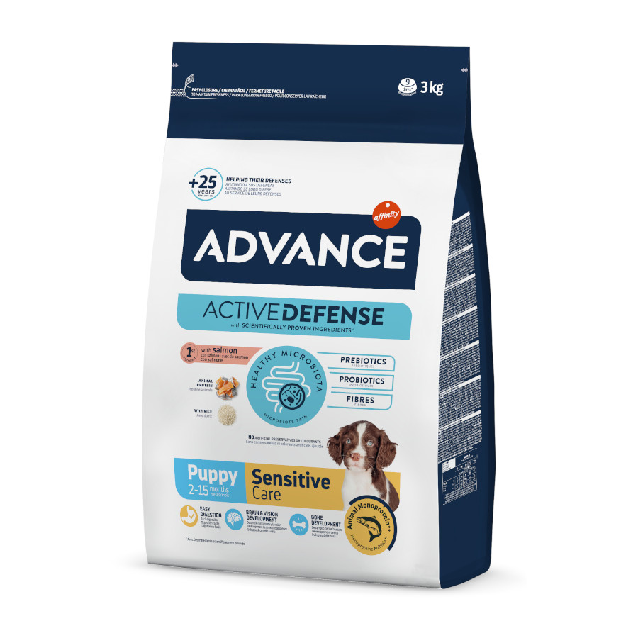 3 kg Advance Active Defense Puppy Sensitive Care Salmón pienso para perros