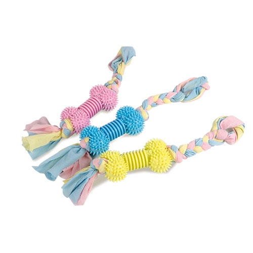 Hueso con cuerda de trapillo, medida 20 x 6 cm, tres diferentes colores