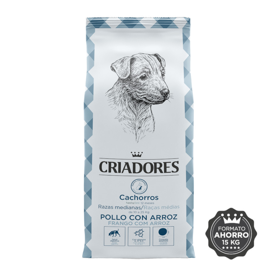 Criadores Pollo y Arroz pienso para cachorros de razas medianas