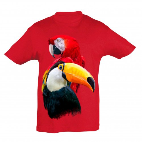 Camiseta para niños Ralf Nature loro y tucán color rojo, , large image number null