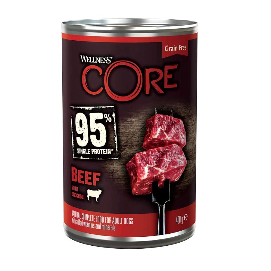 12 latas x 400 g Wellness Core ternera y brocoli lata para perros ¡Pack ahorro!